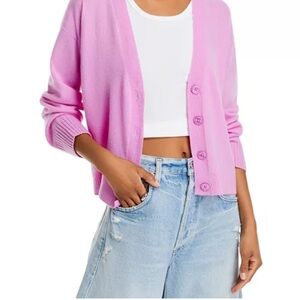 Aqua Pink V- Neck Cardigan 100% Cashmere
